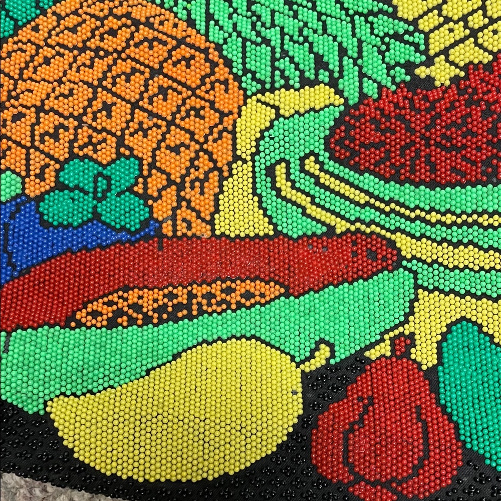 Vintage fully beaded Colorful Fruit Pattern Tote Bag- adorable - Picture 4 of 13